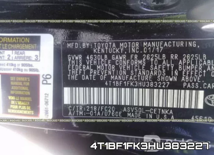 4T1BF1FK3HU383227 фото 10