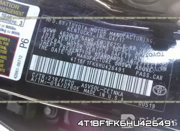4T1BF1FK6HU426491 фото 10