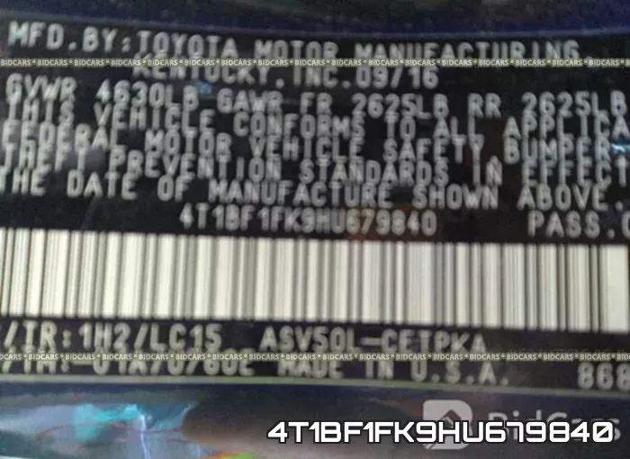 4T1BF1FK9HU679840 фото 10