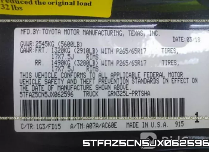 5TFAZ5CN5JX062596 фото 10