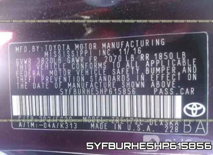 5YFBURHE5HP615856 фото 10