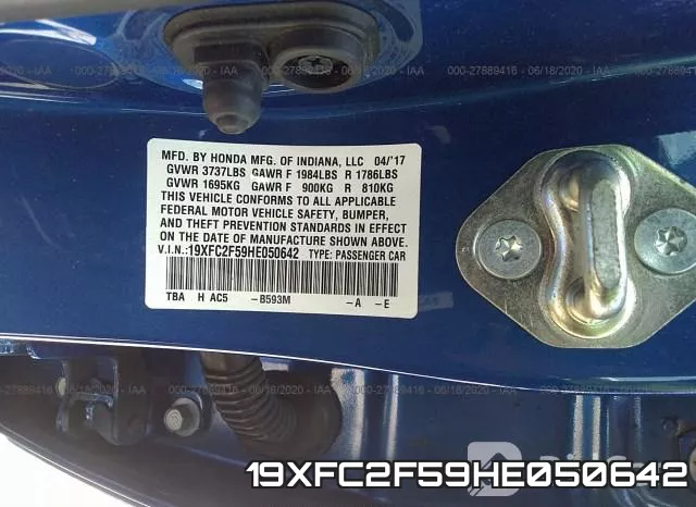 19XFC2F59HE050642 фото 10