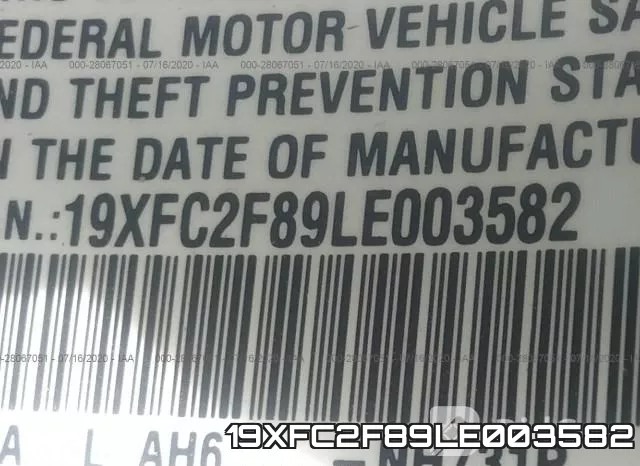 19XFC2F89LE003582 фото 10