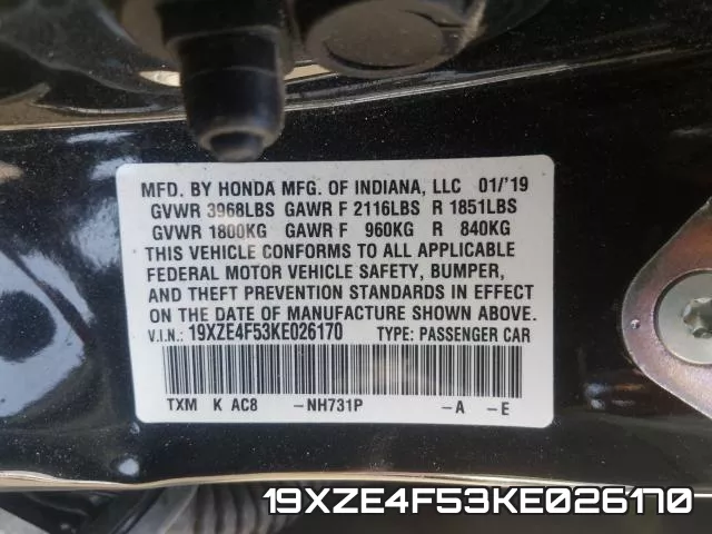 19XZE4F53KE026170 фото 2