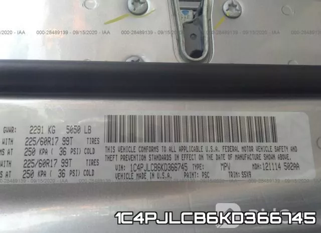 1C4PJLCB6KD366745 фото 10