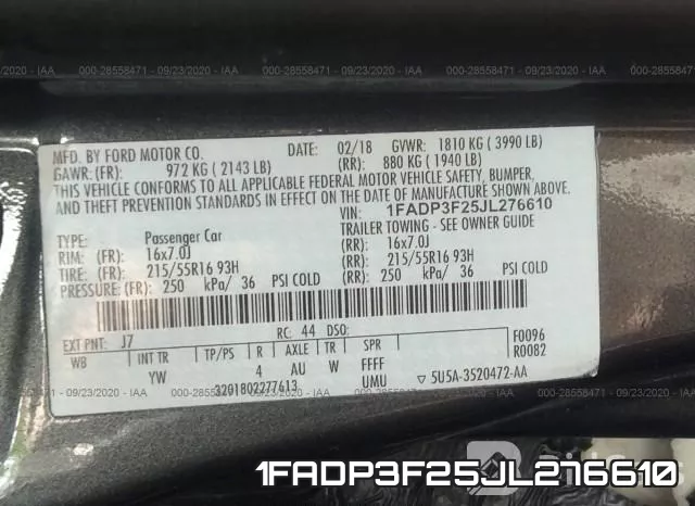 1FADP3F25JL276610 фото 10