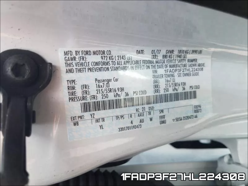 1FADP3F27HL224308 фото 2