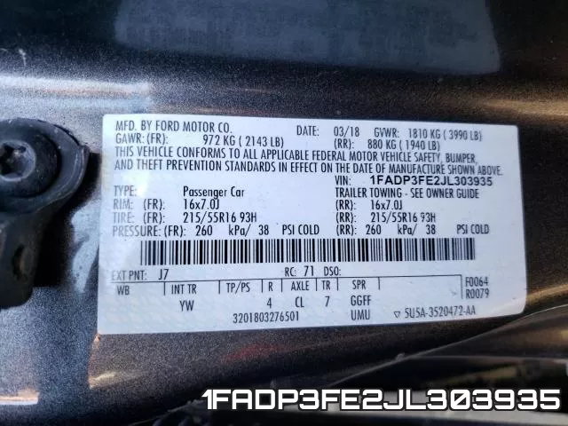 1FADP3FE2JL303935 фото 2
