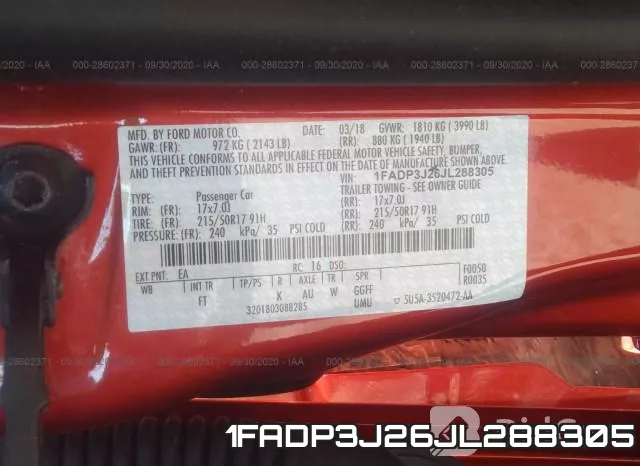 1FADP3J26JL288305 фото 10