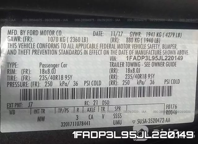 1FADP3L95JL220149 фото 10