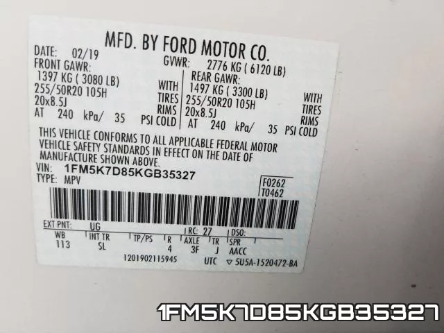 1FM5K7D85KGB35327 фото 2
