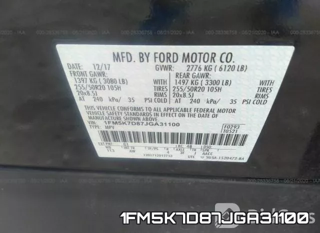 1FM5K7D87JGA31100 фото 10