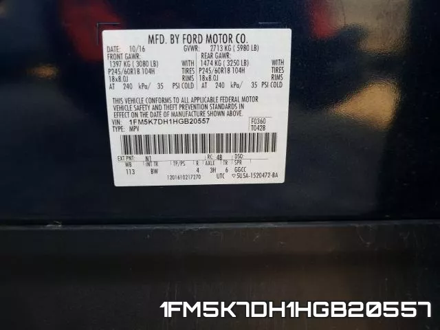 1FM5K7DH1HGB20557 фото 2