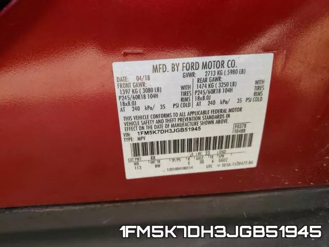 1FM5K7DH3JGB51945 фото 2