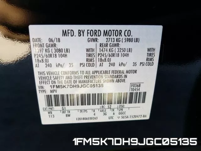 1FM5K7DH9JGC05135 фото 2