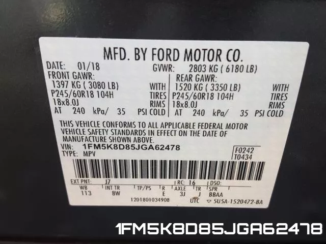 1FM5K8D85JGA62478 фото 2