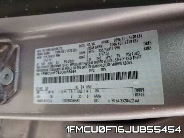 1FMCU0F76JUB55454 фото 2