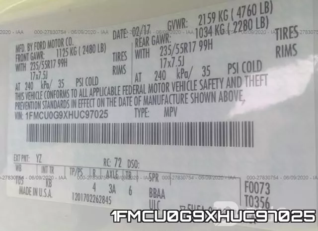 1FMCU0G9XHUC97025 фото 10