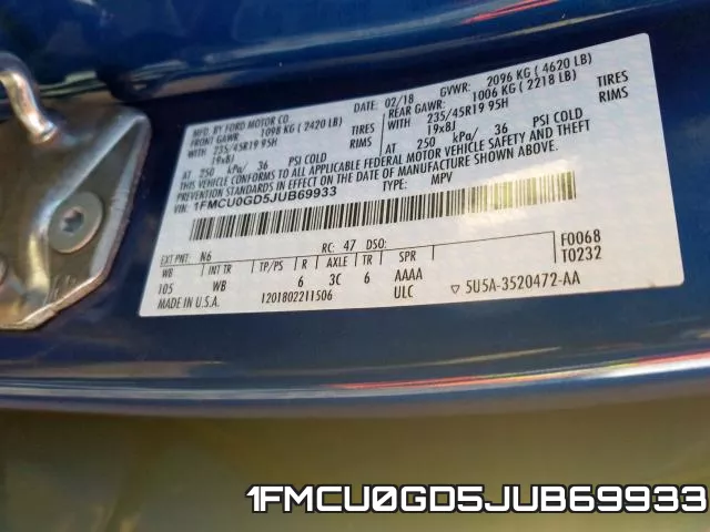 1FMCU0GD5JUB69933 фото 2
