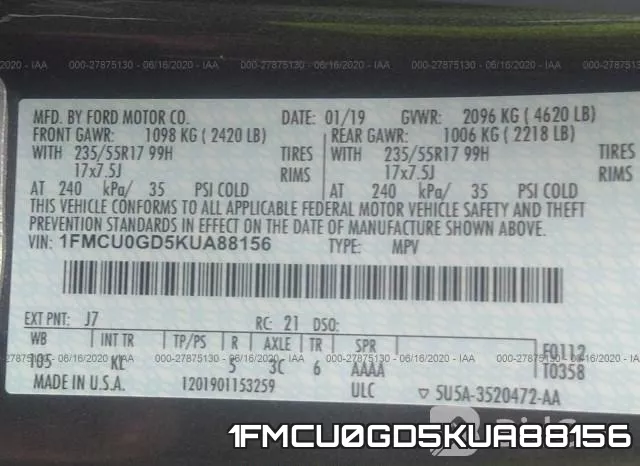 1FMCU0GD5KUA88156 фото 10