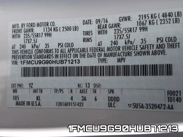 1FMCU9G90HUB71213 фото 2