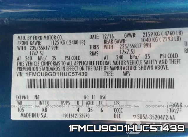 1FMCU9GD1HUC57439 фото 10