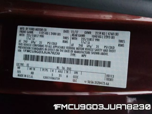 1FMCU9GD3JUA78230 фото 2