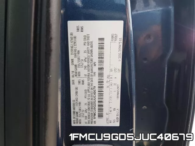 1FMCU9GD5JUC40679 фото 2