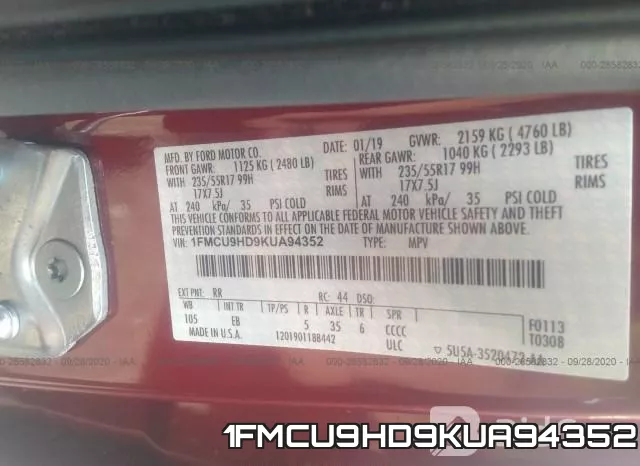 1FMCU9HD9KUA94352 фото 10