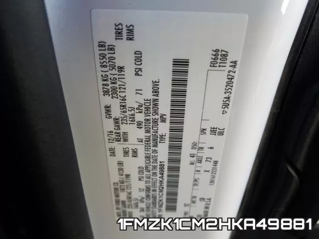 1FMZK1CM2HKA49881 фото 2