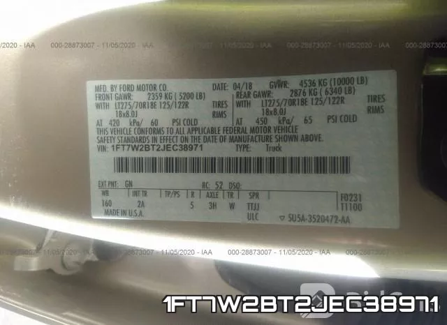 1FT7W2BT2JEC38971 фото 10