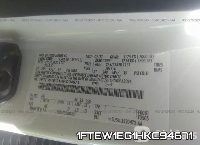 1FTEW1EG1HKC94671 фото 10