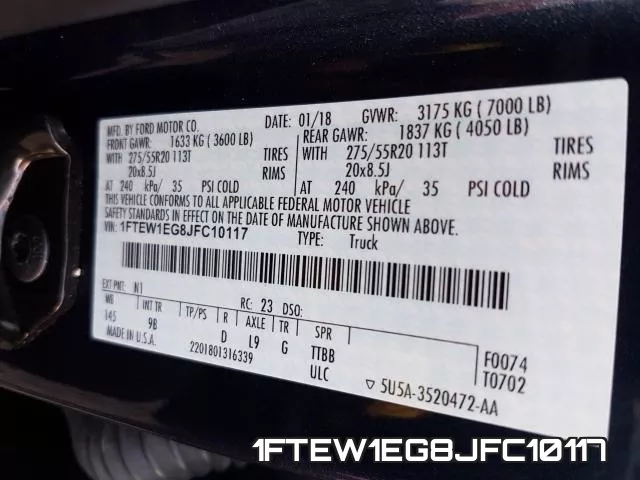 1FTEW1EG8JFC10117 фото 2