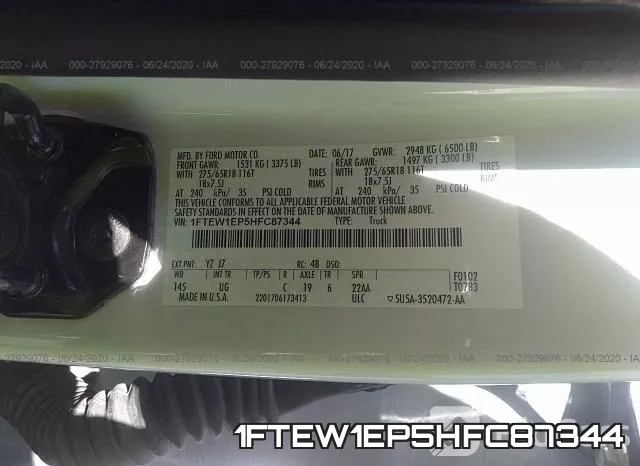 1FTEW1EP5HFC87344 фото 10