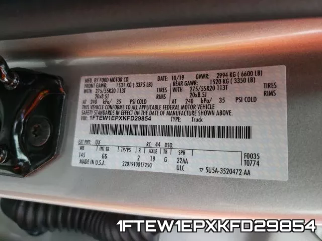1FTEW1EPXKFD29854 фото 2