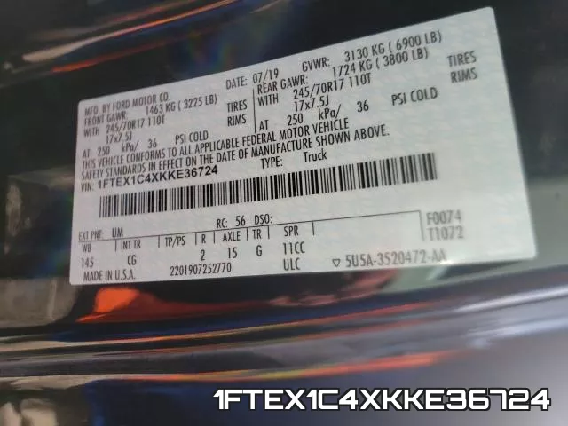 1FTEX1C4XKKE36724 фото 2