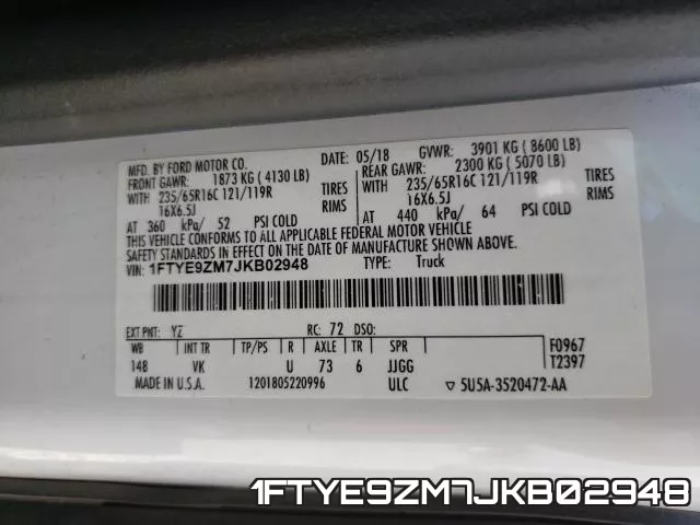 1FTYE9ZM7JKB02948 фото 2