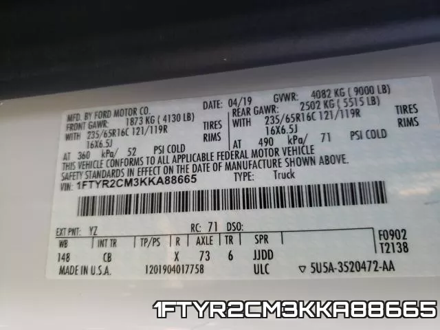1FTYR2CM3KKA88665 фото 2