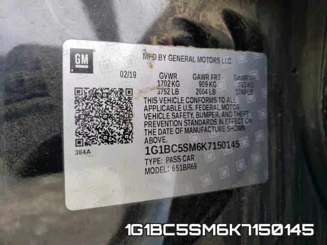1G1BC5SM6K7150145 фото 2