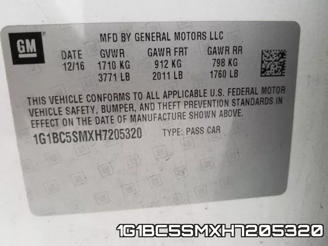 1G1BC5SMXH7205320 фото 2