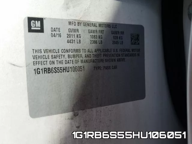1G1RB6S55HU106051 фото 2