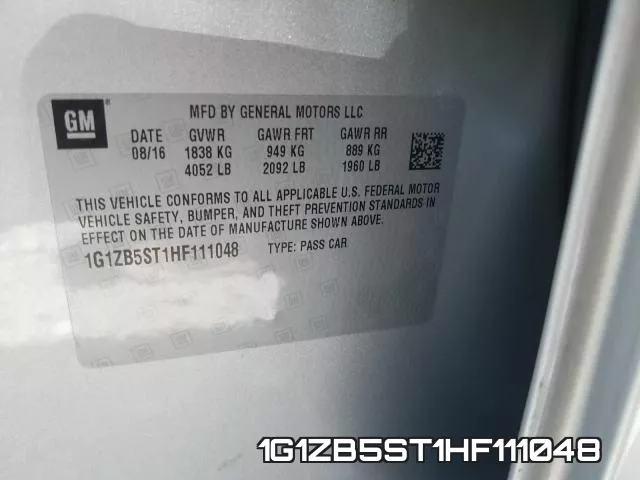 1G1ZB5ST1HF111048 фото 2