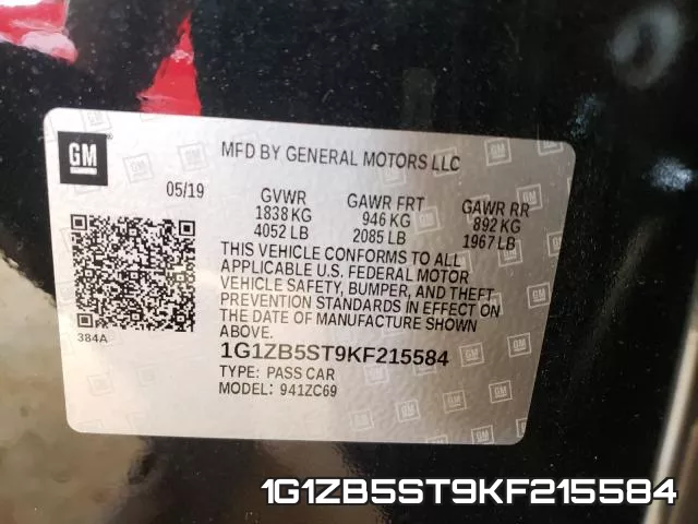 1G1ZB5ST9KF215584 фото 2