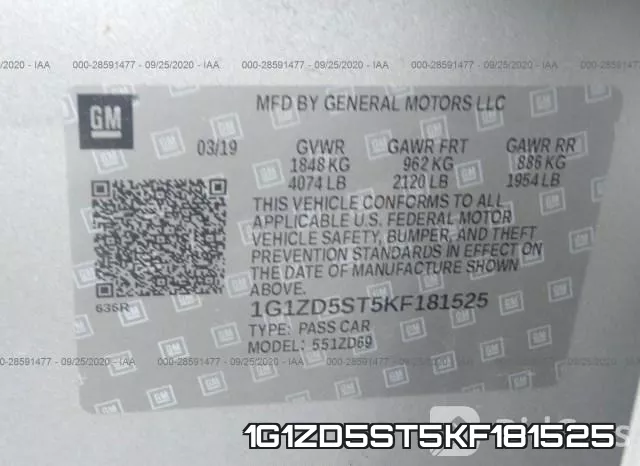 1G1ZD5ST5KF181525 фото 10
