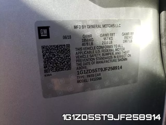 1G1ZD5ST9JF258914 фото 2