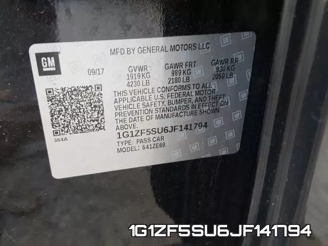 1G1ZF5SU6JF141794 фото 2