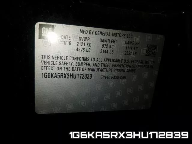 1G6KA5RX3HU172839 фото 2