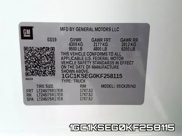1GC1KSEG0KF258115 фото 2