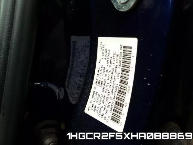 1HGCR2F5XHA088869 фото 2