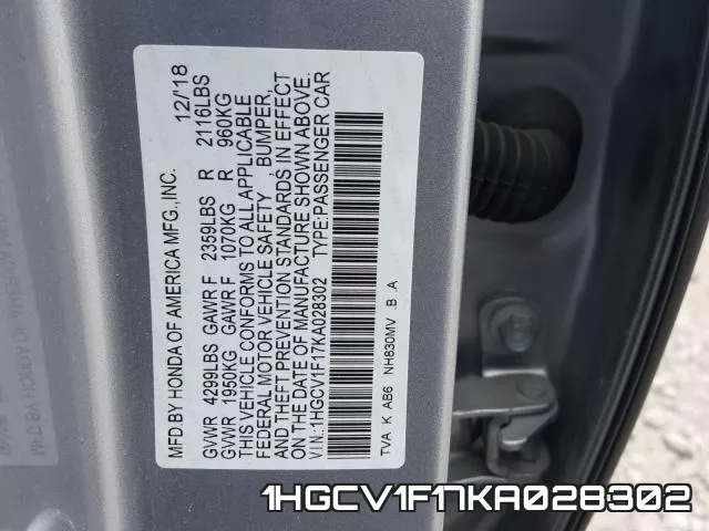 1HGCV1F17KA028302 фото 2